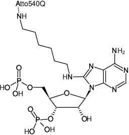 Structural formula of 8-(6-Aminohexyl)-amino-adenosine-3',5'-bisphosphate-ATTO-540Q (8-(6-Aminohexyl)-amino-adenosine-3',5'-bisphosphate, labeled with ATTO 540Q, Triethylammonium salt)