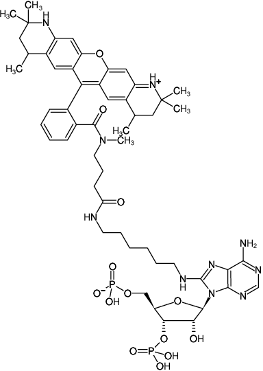 Structural formula of 8-(6-Aminohexyl)-amino-adenosine-3',5'-bisphosphate-ATTO-550 (8-(6-Aminohexyl)-amino-adenosine-3',5'-bisphosphate, labeled with ATTO 550, Triethylammonium salt)
