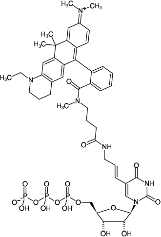 Structural formula of Aminoallyl-UTP-ATTO-633 (5-(3-Aminoallyl)-uridine-5'-triphosphate, labeled with ATTO 633, Triethylammonium salt)