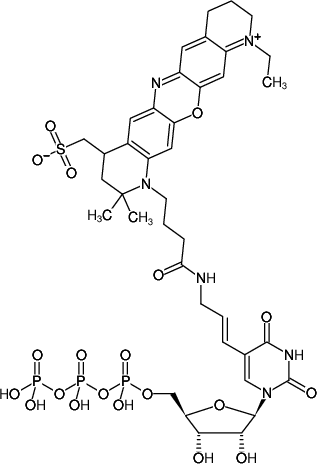 Structural formula of Aminoallyl-UTP-ATTO-655 (5-(3-Aminoallyl)-uridine-5'-triphosphate, labeled with ATTO 655, Triethylammonium salt)