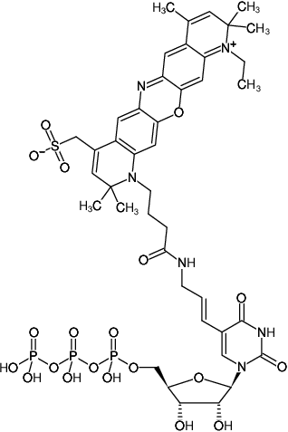 Structural formula of Aminoallyl-UTP-ATTO-700 (5-(3-Aminoallyl)-uridine-5'-triphosphate, labeled with ATTO 700, Triethylammonium salt)