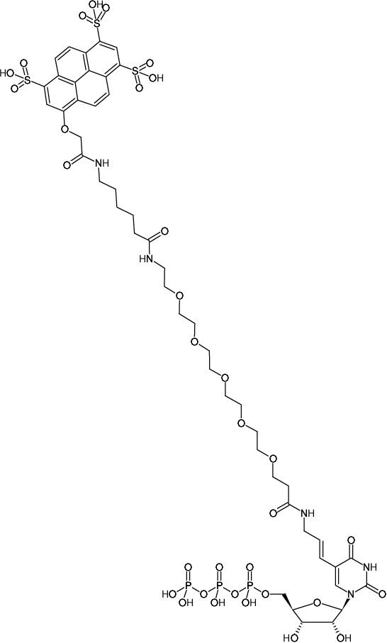 Structural formula of Aminoallyl-UTP-PEG5-AF405 (5-(3-Aminoallyl-PEG5)-uridine-5'-triphosphate, labeled with AF405, Triethylammonium salt)