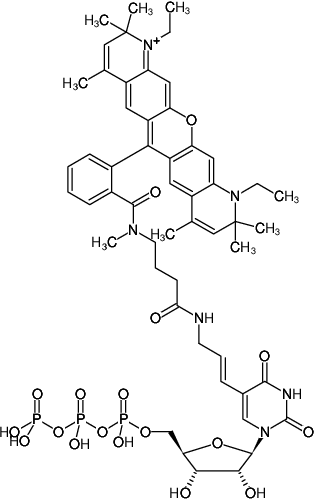 Structural formula of Aminoallyl-UTP-ATTO-Rho13 (5-(3-Aminoallyl)-uridine-5'-triphosphate, labeled with ATTO Rho13, Triethylammonium salt)