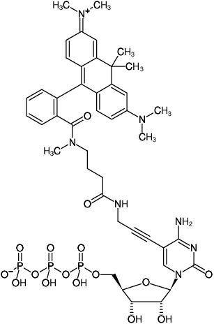 Structural formula of 5-Propargylamino-CTP-ATTO-620 (5-Propargylamino-cytidine-5'-triphosphate, labeled with ATTO 620, Triethylammonium salt)
