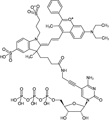 Structural formula of 5-Propargylamino-CTP-DYQ-661 (5-Propargylamino-cytidine-5'-triphosphate, labeled with DYQ 661, Triethylammonium salt)