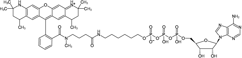 Structural formula of γ-(6-Aminohexyl)-ATP-ATTO-550 (γ-(6-Aminohexyl)-adenosine-5'-triphosphate, labeled with ATTO 550, Triethylammonium salt)