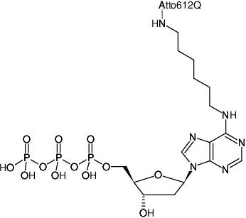 Structural formula of N6-(6-Aminohexyl)-dATP-ATTO-612Q (N6-(6-Aminohexyl)-2'-deoxyadenosine-5'-triphosphate, labeled with ATTO 612Q, Triethylammonium salt)