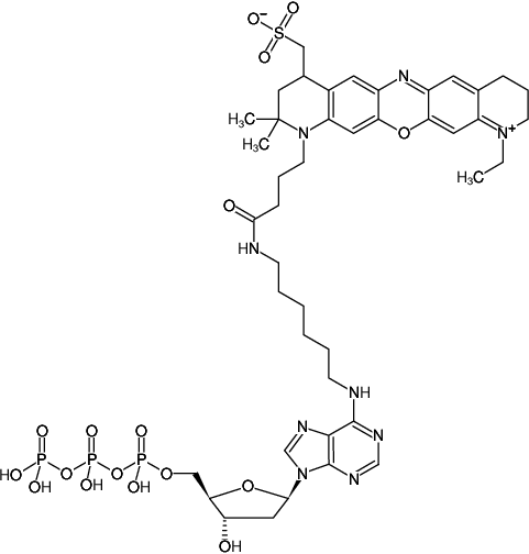 Structural formula of N6-(6-Aminohexyl)-dATP-ATTO-655 (N6-(6-Aminohexyl)-2'-deoxyadenosine-5'-triphosphate, labeled with ATTO 655 Triethylammonium salt)