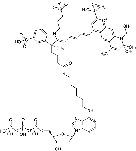 Structural formula of N6-(6-Aminohexyl)-dATP-DY-751 (N6-(6-Aminohexyl)-2'-deoxyadenosine-5'-triphosphate, labeled with DY 751, Triethylammonium salt)