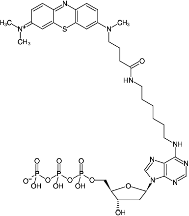 Structural formula of N6-(6-Aminohexyl)-dATP-ATTO-MB2 (N6-(6-Aminohexyl)-2'-deoxyadenosine-5'-triphosphate, labeled with ATTO-MB2, Triethylammonium salt)