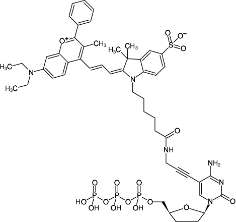 Structural formula of 5-Propargylamino-ddCTP-DYQ-660 (5-Propargylamino-2',3'-dideoxycytidine-5'-triphosphate, labeled with DYQ 660, Triethylammonium salt)