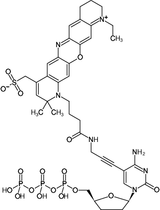 Structural formula of 5-Propargylamino-ddCTP-ATTO-680 (5-Propargylamino-2',3'-dideoxycytidine-5'-triphosphate, labeled with ATTO 680, Triethylammonium salt)
