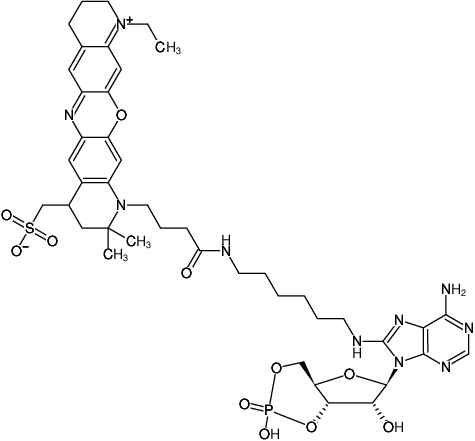 Structural formula of 8-(6-Aminohexyl)-amino-cAMP-ATTO-655 (8-(6-Aminohexyl)-amino-adenosine-3',5'-cyclic monophosphate, labeled with ATTO 655, Triethylammonium salt)