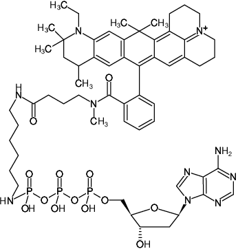 Structural formula of γ-[(6-Aminohexyl)-imido]-dATP-ATTO-647N (γ-[(6-Aminohexyl)-imido]-2'-deoxyadenosine-5'-triphosphate, labeled with ATTO-647N, Triethylammonium salt)