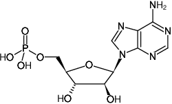 Structural formula of ara-Adenosine-5'-monophosphate (ara-AMP) (Vidarabine monophosphate, Sodium salt)