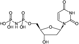 Structural formula of dUpNHp ((dUMPNP), 2'-Deoxyuridine-5'-[(α,β)-imido]diphosphate, Sodium salt)