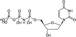 Structural formula of dUpNHpp ((dUMPNPP), 2'-Deoxyuridine-5'-[(α,β)-imido]triphosphate, Sodium salt)