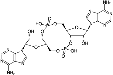 Structural formula of cyclic-di-AMP ((c-di-AMP), Cyclic diadenosine monophosphate, Sodium salt)