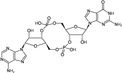 Structural formula of 3',3'-cGAMP (3',3'-cyclic GMP-AMP, Adenosine-Guanosine-3',3'-cyclic monophosphate, Sodium salt)